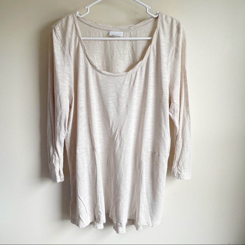 J Jill Tan Twisted Neck 3/4 Sleeve Blouse